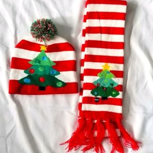 Kids Xmas Light Up Hat and Scarf set